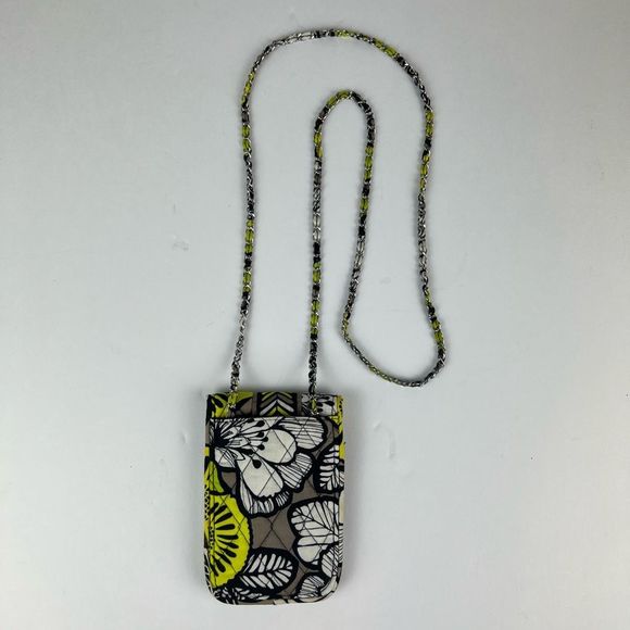 Vera Bradley Citron Green & Gray Phone Crossbody Purse Pouch - Picture 8 of 14